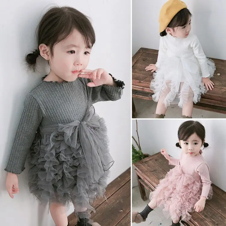

2021 Spring Autumn Christmas Baby Girls Dress Long Sleeve Plaid Sweater Dress For Girls Birthday Dress Newborn Clothes 3 12 24 M