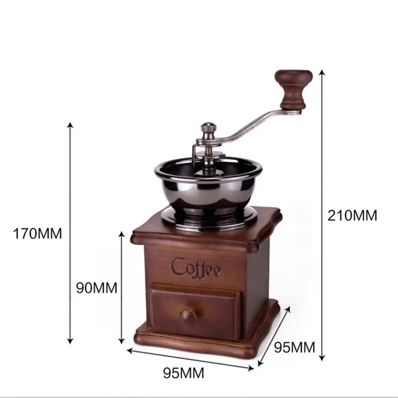 

Wooden Manual Coffee Bean Grinder Nut Mill Traditional Hand Grinding Vintage Coffee milling machine Tools