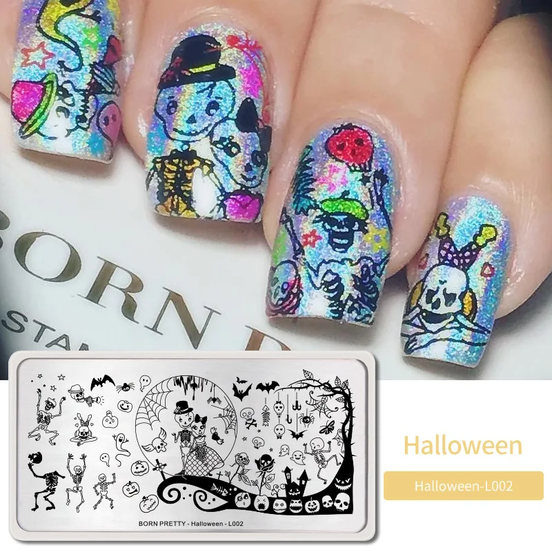 Halloween5 BORN PRETTY дизайн ногтей штамп штамповка шаблон цветок геометрии любовь DIY маникюр изображение пластины из нержавеющей стали дизайн ногтей трафарет - Цвет: Halloween5