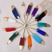 1pcs fashion business gift office ballpoint pen cute feather decor office stationery christmas holiday gift creative stationery