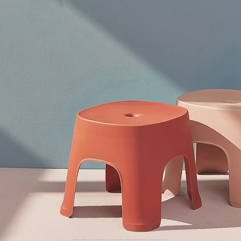 2 Pcs Small Bench Anti-Skid Coffee Table Plastic Simple Stool Adult Thickening Children's for Shoes Short Red &amp Blac | Мебель