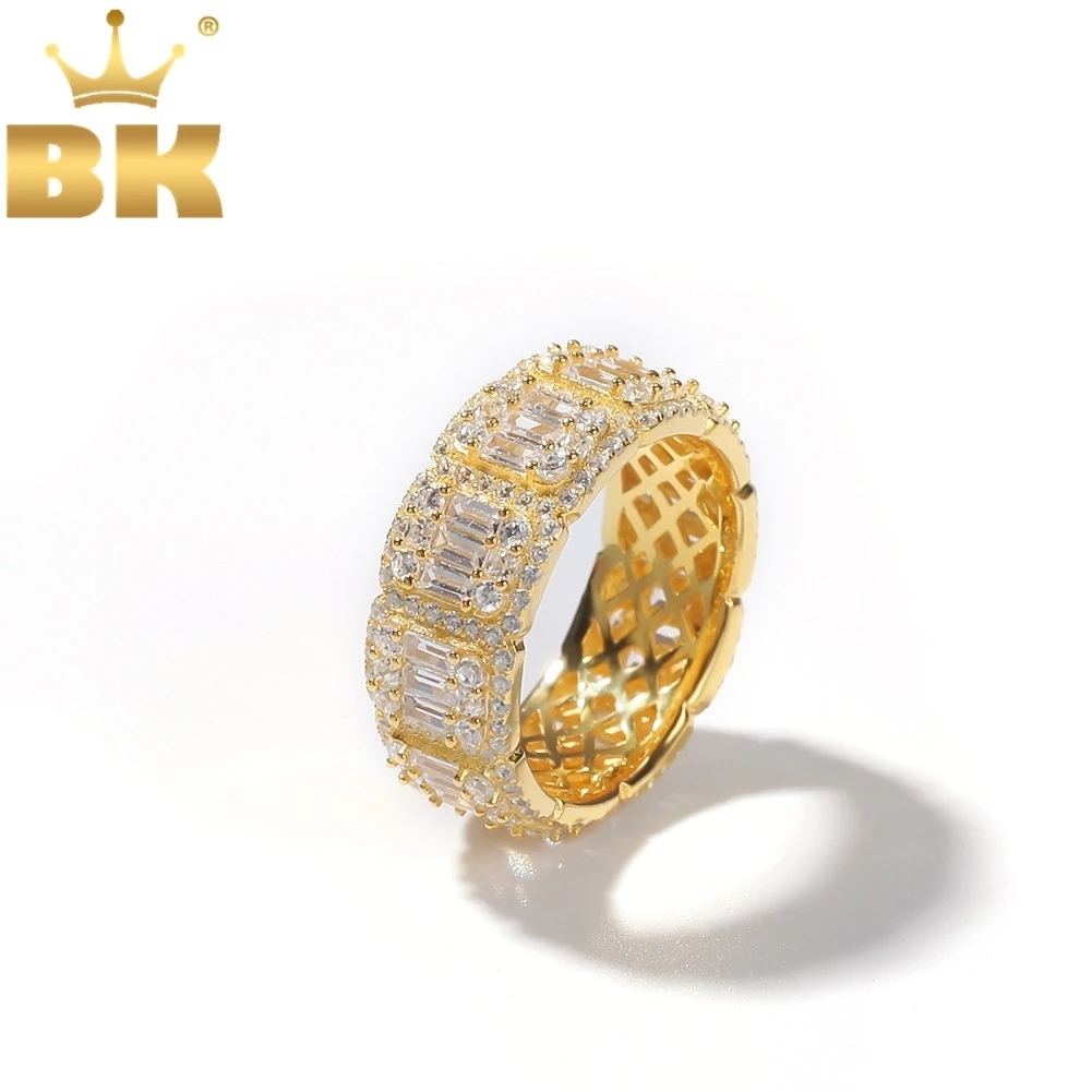 

THE BLING KING 8mm/10mm Baguette Cluster Ring Full Iced Bling Cubic Zirconia Mens Women Hiphop Rings Fashion Jewelry