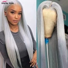 Парик Платиновый Серый прямой на сетке спереди, 30 дюймов, цветные парики из человеческих волос, прозрачный, 13x 4, женский парик на сетке спереди