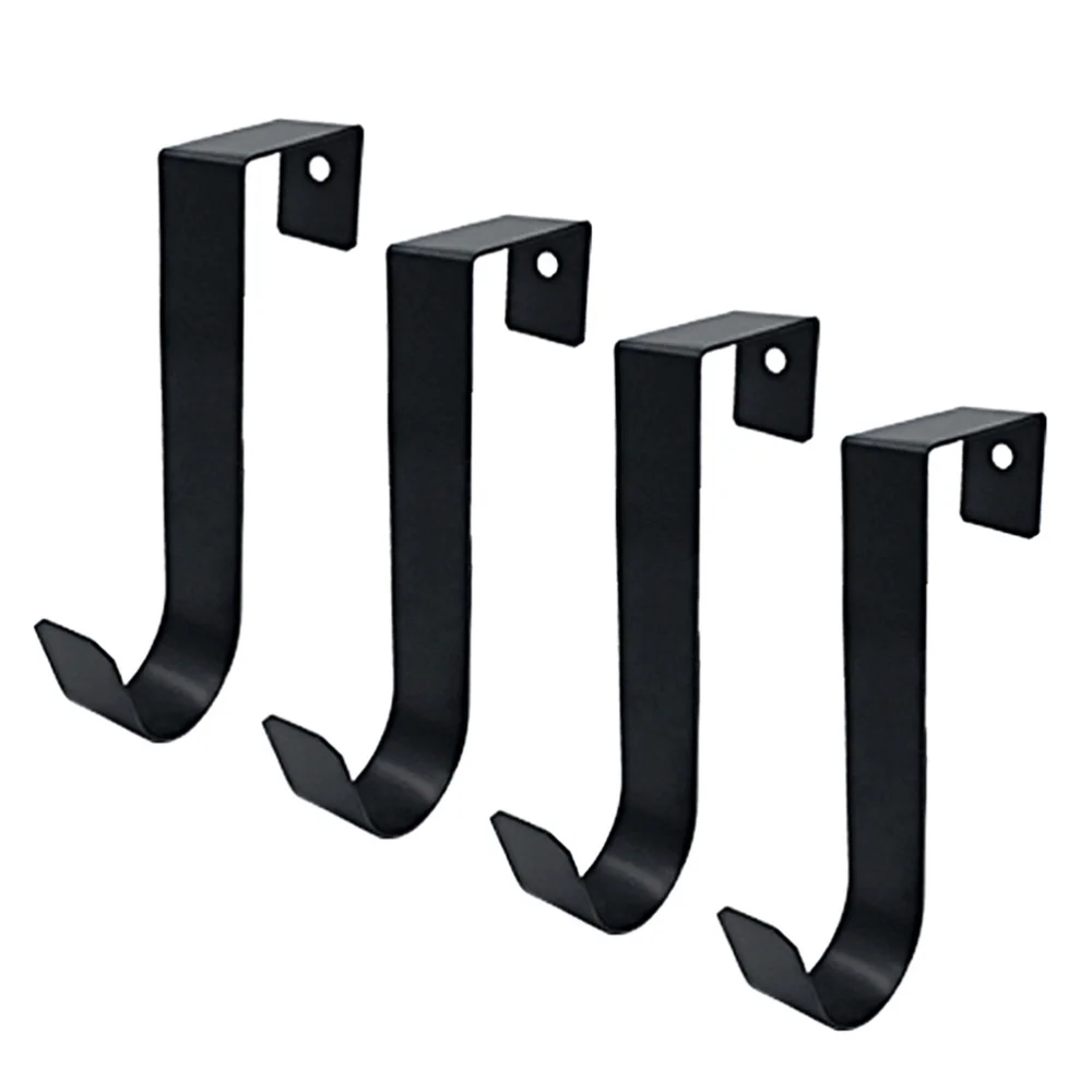 

4pcs Home Hooks Metal Iron Practical Simple Traceless Hooks for Bathroom Kitchen (Black)