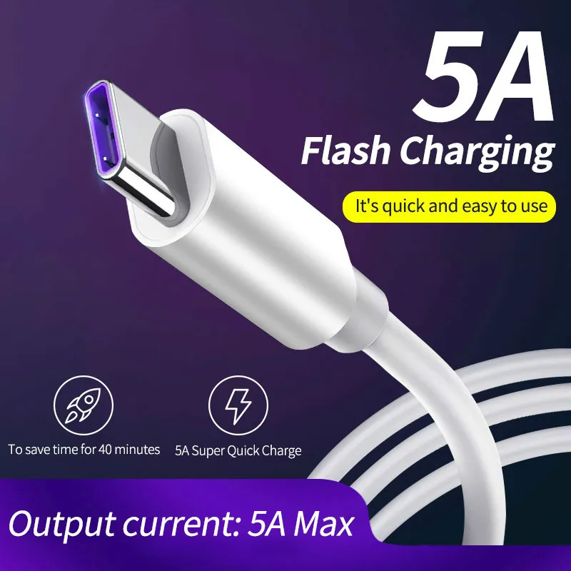 Мобильный телефон кабель 5A супер зарядный USB типа C для Huawei OPP Vivo быстрая зарядка