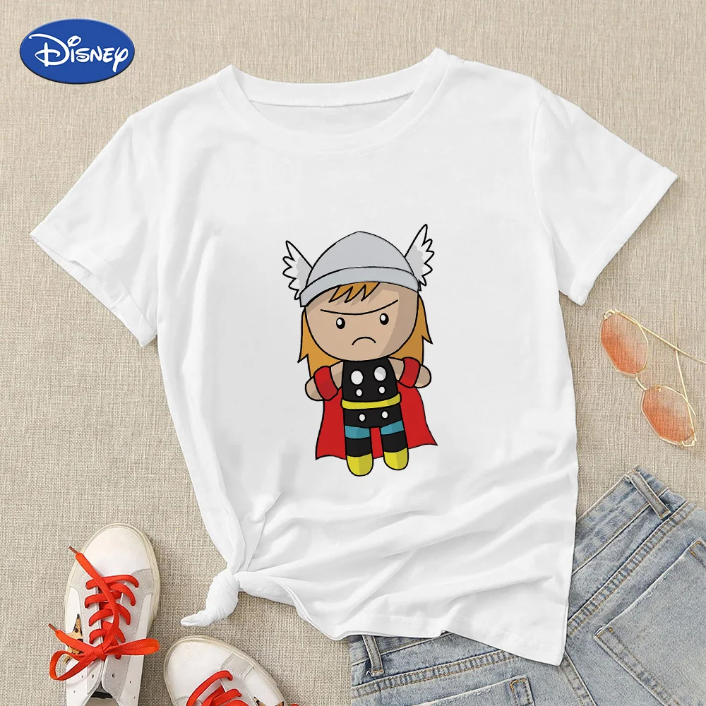 

Disney Thor Cute Women's T-shirts Clothes Kawaii European Streetwear Fashion Short Sleeve Crewneck Tshirt Summer Top 2021 New