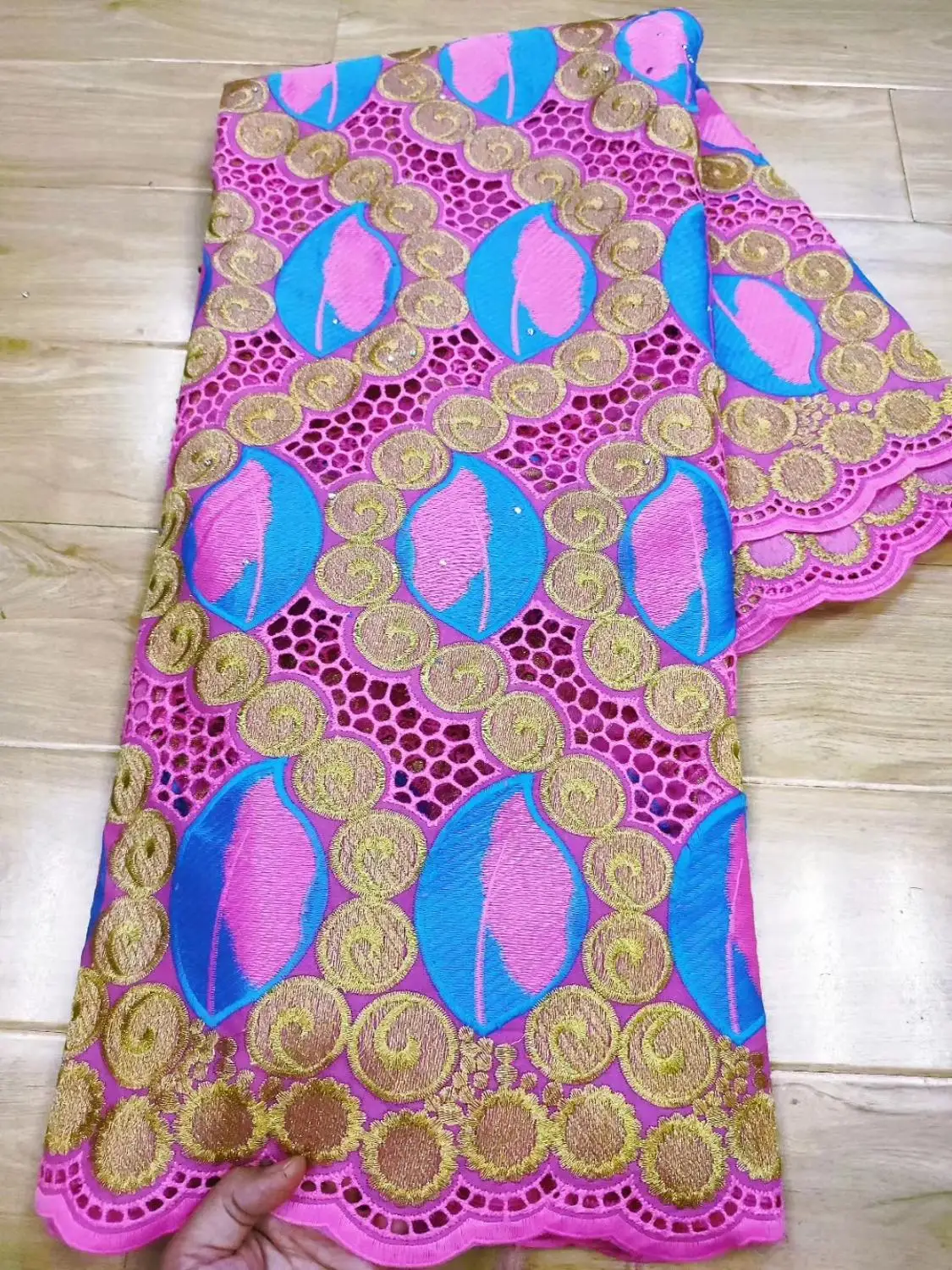 Новинка фиолетовый Дубай 100% хлопок Африканское кружево 2019 Высококачественная
