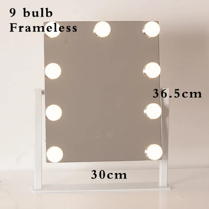 9 bulb White Голливудский стиль косметическое зеркало с подсветкой 12x 3W Диммируемые светодиоды с сенсорным управлением настольные освещенные косметические зеркала - Цвет: 9 bulb White