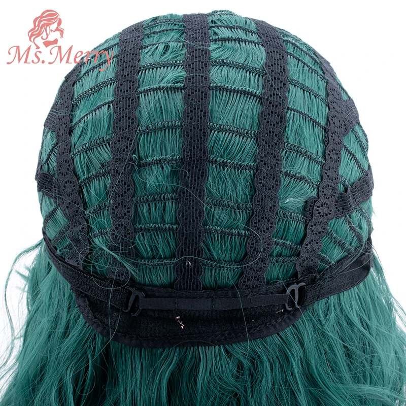 

Msmerry Ombre Green Short Wavy Bob Synthetic Wigs Women Shoulder Length Cosplay Hair Wig with Bands Heat Resistant Fiber