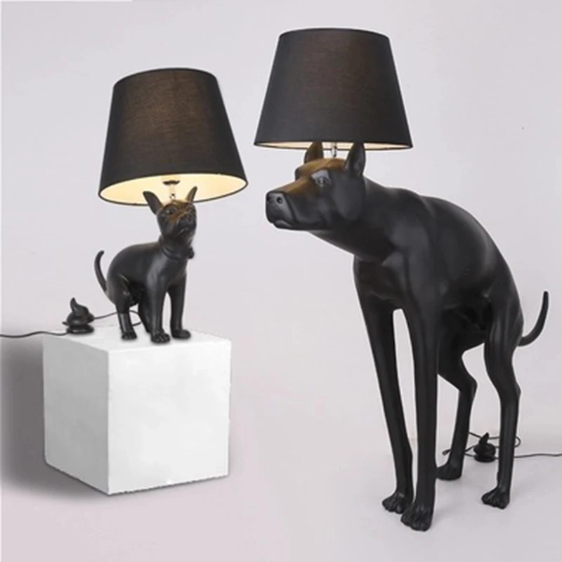 Postmodern minimalist Black Dog LED table Desk Lamp light Fixture Bedroom Ac90-260v resin standing reading lamp home Lighting