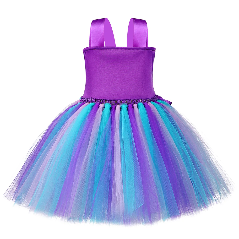 Платье для девочек фиолетово-синее с блестками юбка-пачка в стиле Русалочки