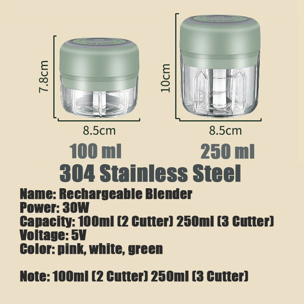 

Kitchen Electric Mini Garlic Masher Vegetable Grinder Wireless Portable Blender Crusher Garlic Machine Food Mixer kitchen Tools