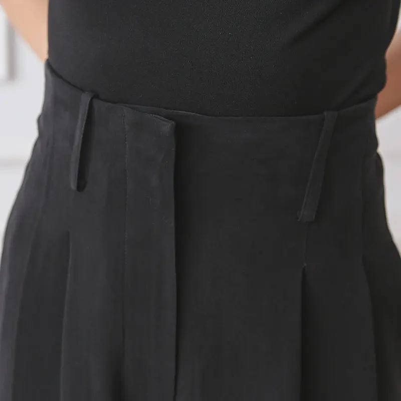 VOA классические матовые черные с высокой талией плюс размер шелковые брюки для