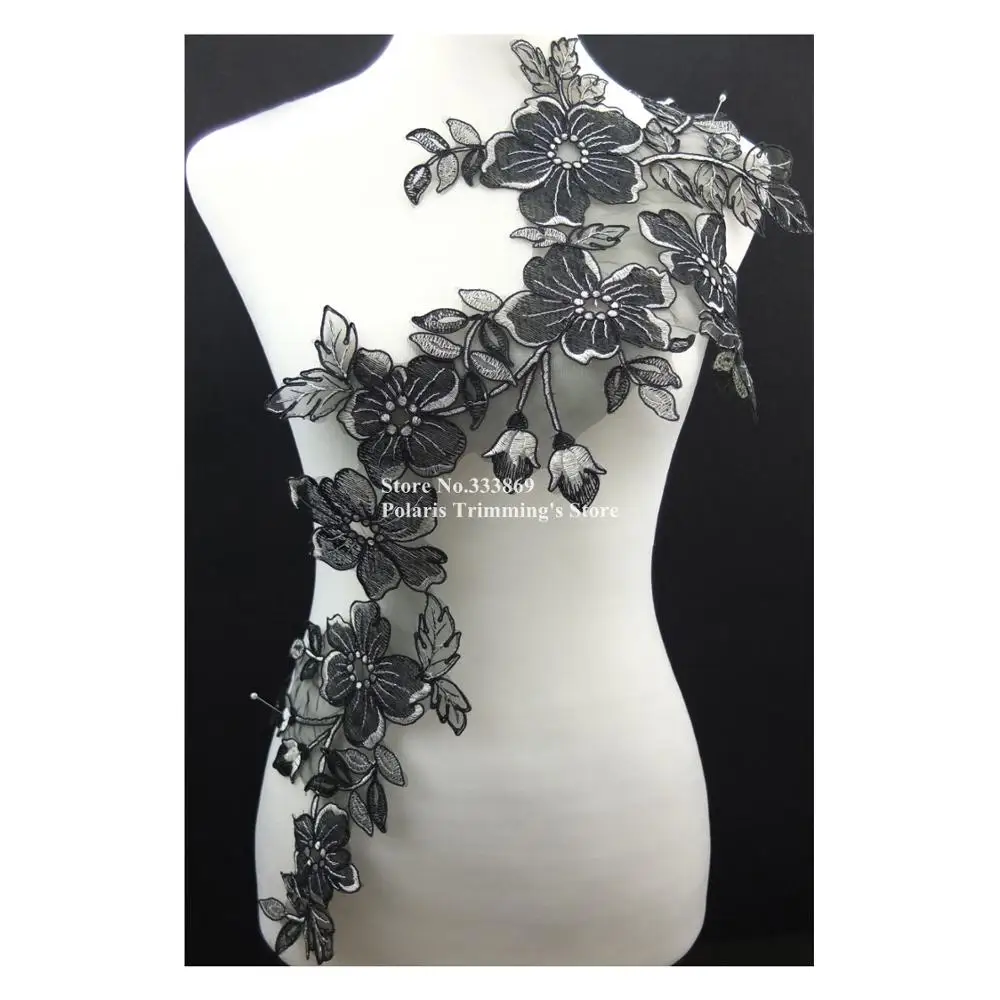 2 шт./лот x 4 вида цветов (черный/Серебряный кремовый синий +) Цветочная вышивка