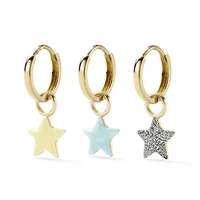 3 pcs alloy drip oil dangle earring for women cute mini five pointed star piercing earrings set multicolor fashion jewelry 2020