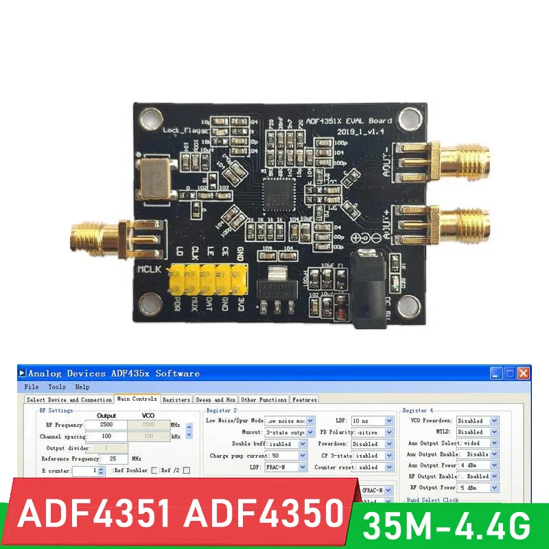 

ADF4350 ADF43501 RF Signal Source generator USB Development Board sine wave / CY7C68013A logic analyzer Ham Radio Amplifier LAN