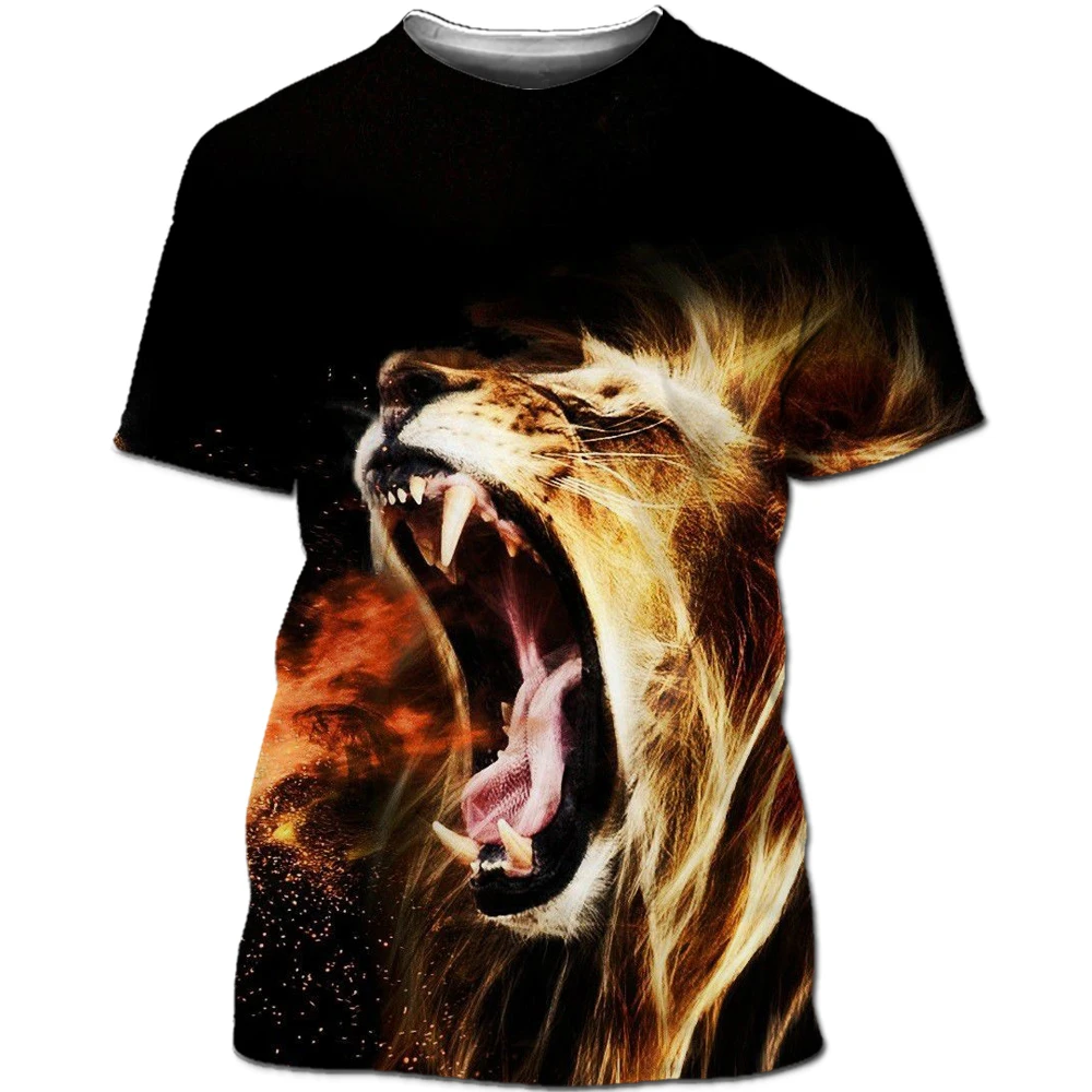 

Забавная летняя футболка Nisdcihd с 3D-принтом короля льва для мужчин и женщин, модная повседневная Милая летняя футболка 2021 с 3D-принтом тигра и к...
