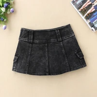 2022 summer casual mini jeans skirt y2k fashion mid waist skirts women black white all matched pocket denim skirt female saias