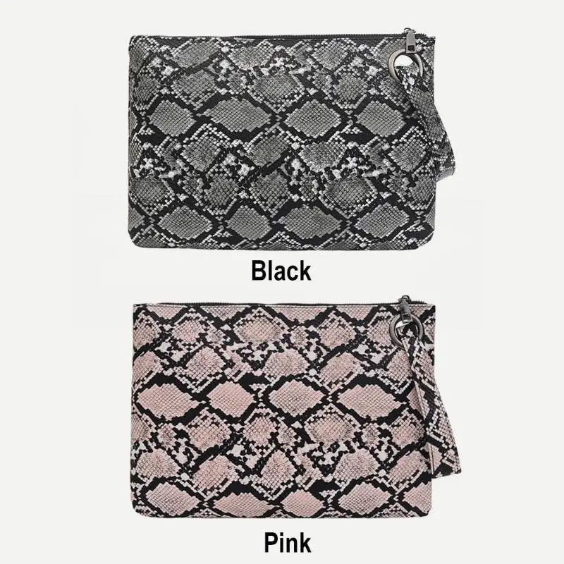 Женский модный квадратный клатч со змеиным принтом Повседневный Кошелек из