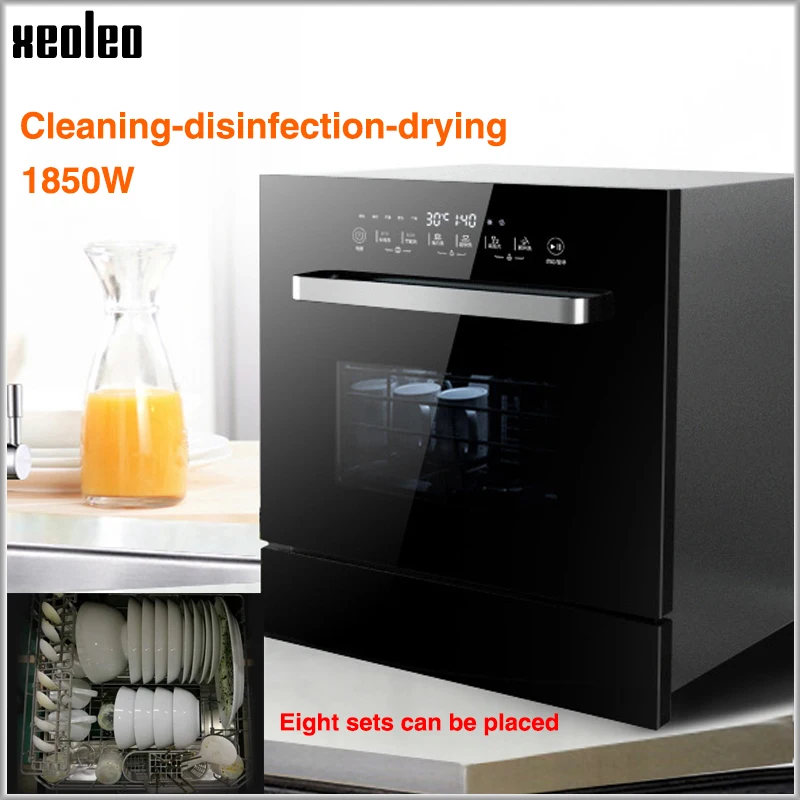 

XEOLEO Automatic dishwasher 8 set Dish Washers Embedded sterilization dryer Intelligent brush bowl to remove bacteria drying