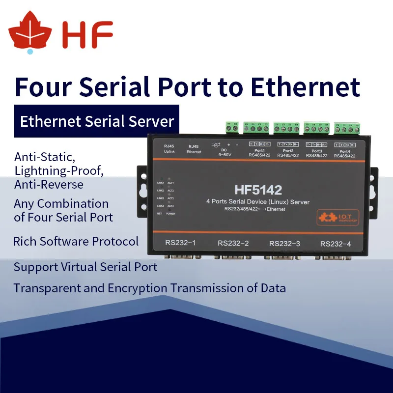 HF5142B 4 порта RJ45 RS232/485/422 устройство преобразователя последовательного сервера RTOS