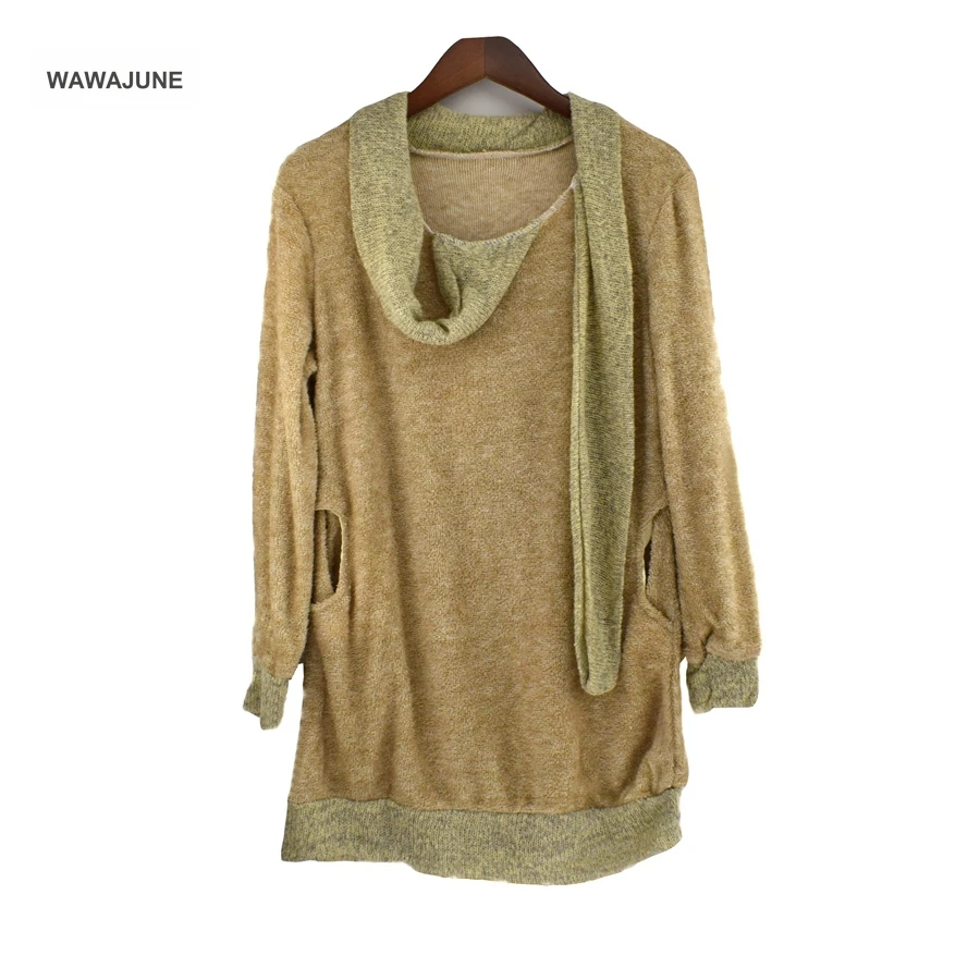 

#350 Grils женский джемпер с воротником-персонажем, вязаный свитер, тканевый корейский Свободный пуловер, топы, свитера, Модные осенние свитера