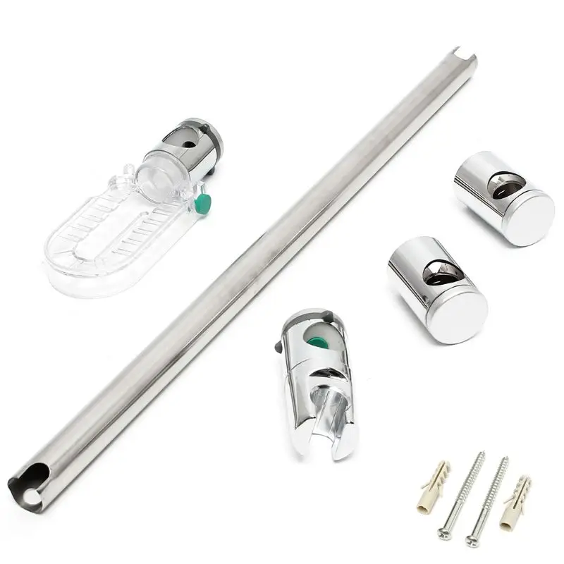 

Shower Head Holder Kit Adjustable Riser Slide Rail Bar With Soap Dish