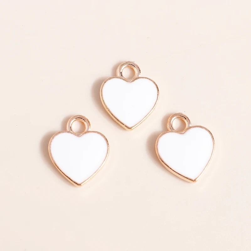 10 шт. 10*12 мм эмалированные подвески из сплава в форме сердца ожерелья серьги