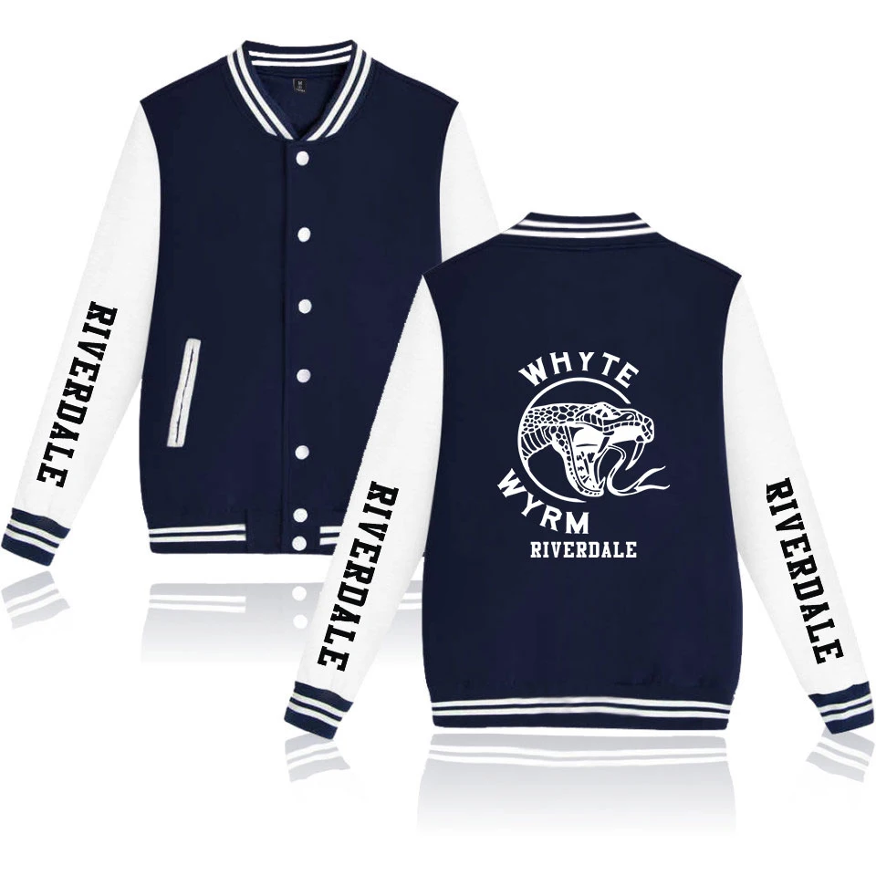 

Fashion Riverdale Baseball jacket women men white+black Jackets Casual River Valley Town Autumn boys girls Outerwear Jacket