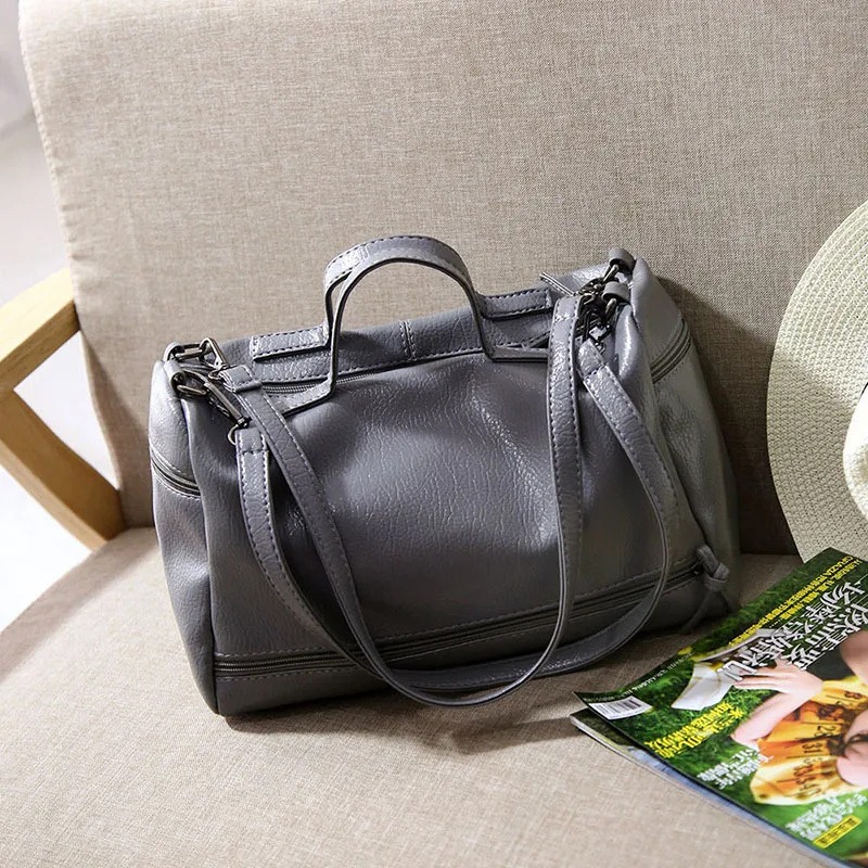 

Handbag 2020 Female Bag Washed Leather Casual Portable Simple Fashion Big Bag Locomotive Bag Shoulder Bag Messenger Bag