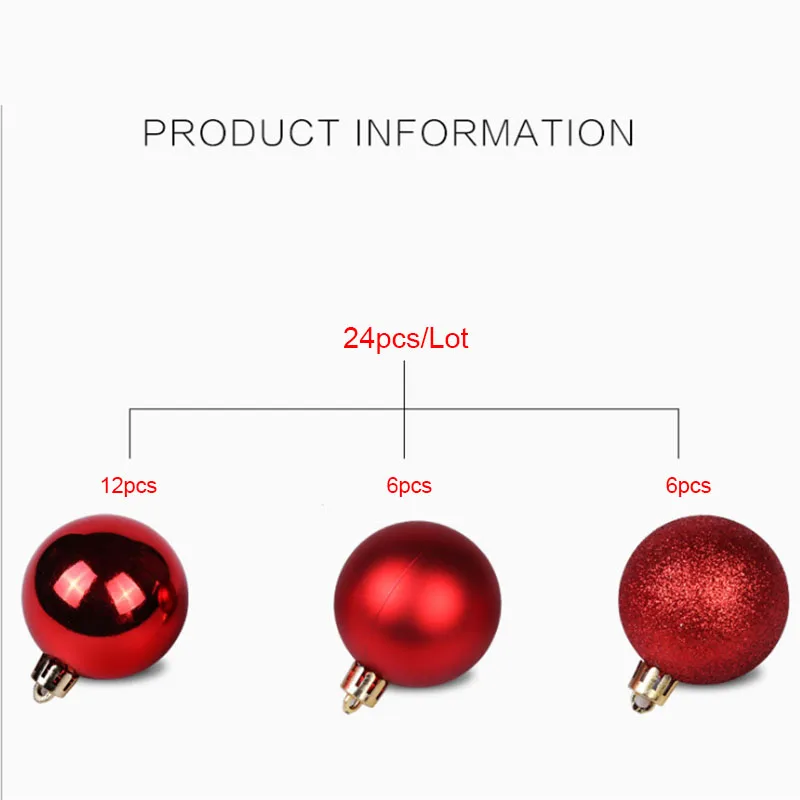 8cm/24pcs Christmas Xmas Tree Ball christmas ball christmas decorations for Home Christmas decorations Gift