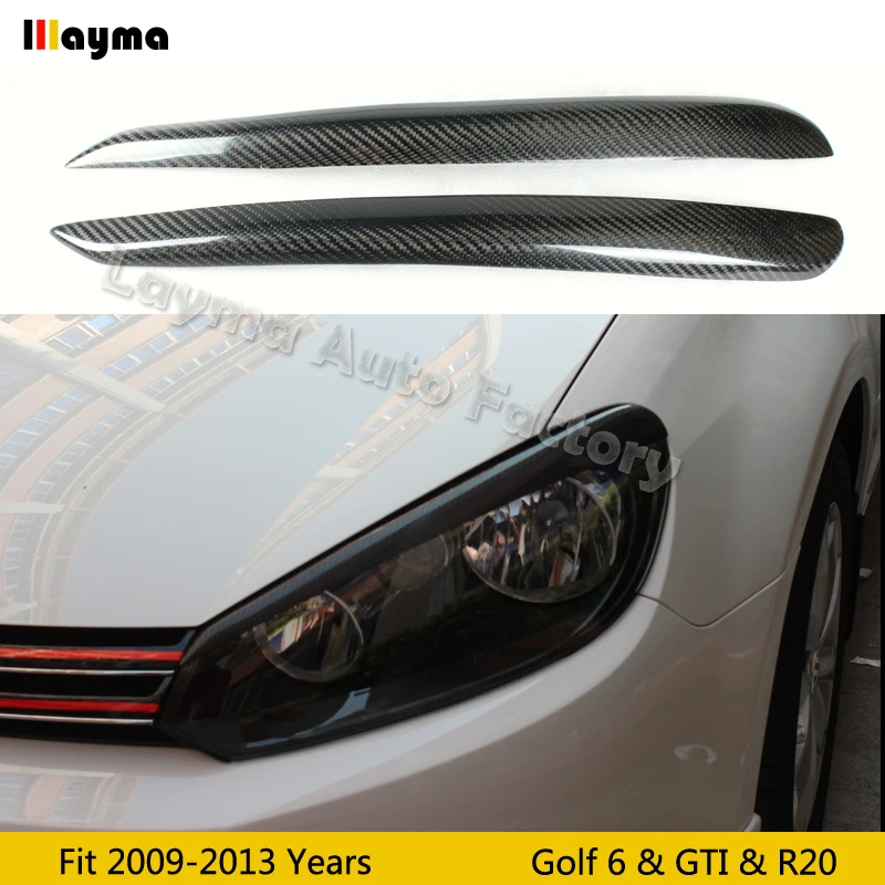 

Osir Style Carbon Fiber Car Eyebrows For VW Golf 6 & GTI & R20 2009 2010 2011 2012 2013 year car lamp eyelid front eyebrow MK6