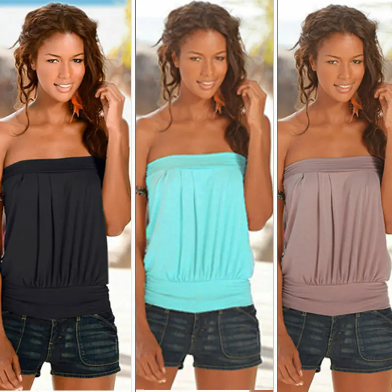 Tube Vest Womens Tops Strapless Beach Boob Ladies Tank Casual Bandeau Sleeveless | Женская одежда