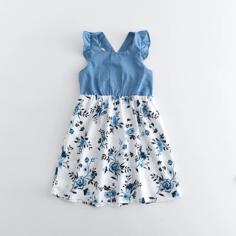 Bear Leader Summer Father Mother Girls Boys Family Matching Outfits Mom Girls Baby Patchwork Flowers Dress Fashion Cute Clothes