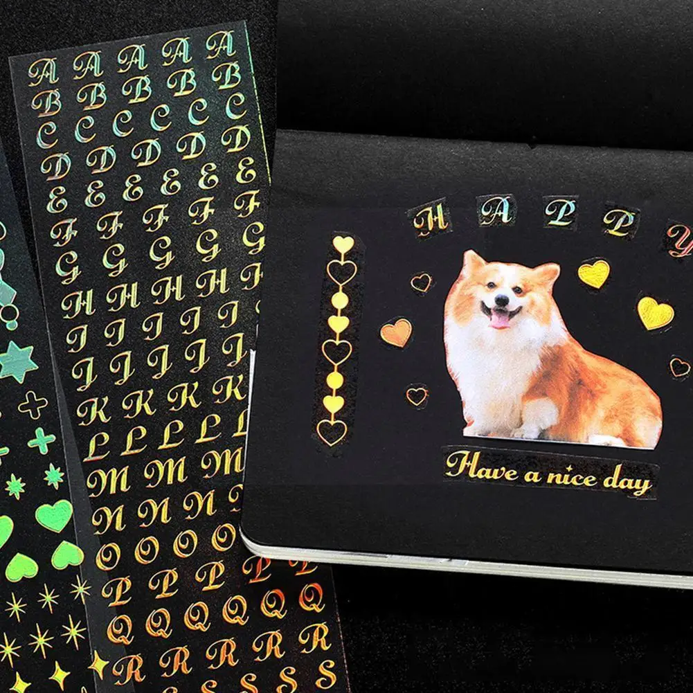 

Children DIY Hand Book Decoration Sticky PET Silver Sticker 6pcs/bag Adhesive Gold Diary Scrapbook Notebook Decorative Y3Z0