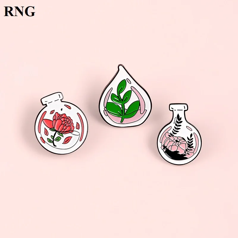 RNG капли воды круглый аквариум Цветы Эмаль Булавка растение здоровая Хризантема