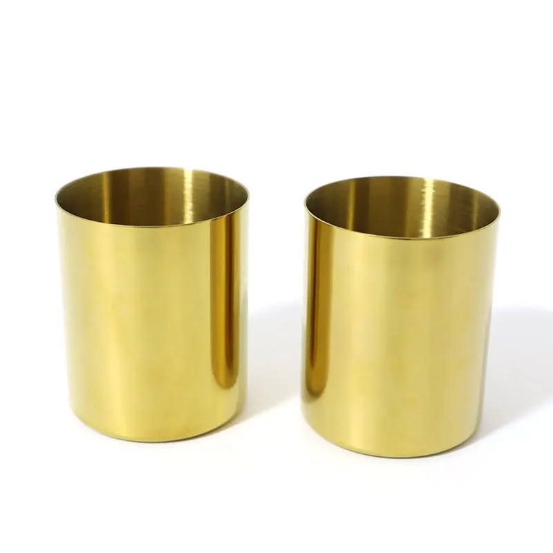 

50pcs 400ml Nordic Style Golden Vase Stainless Steel Cylinder Pen Holder for Desk Organizers Multi Use Pencil Holder Cup WB1749