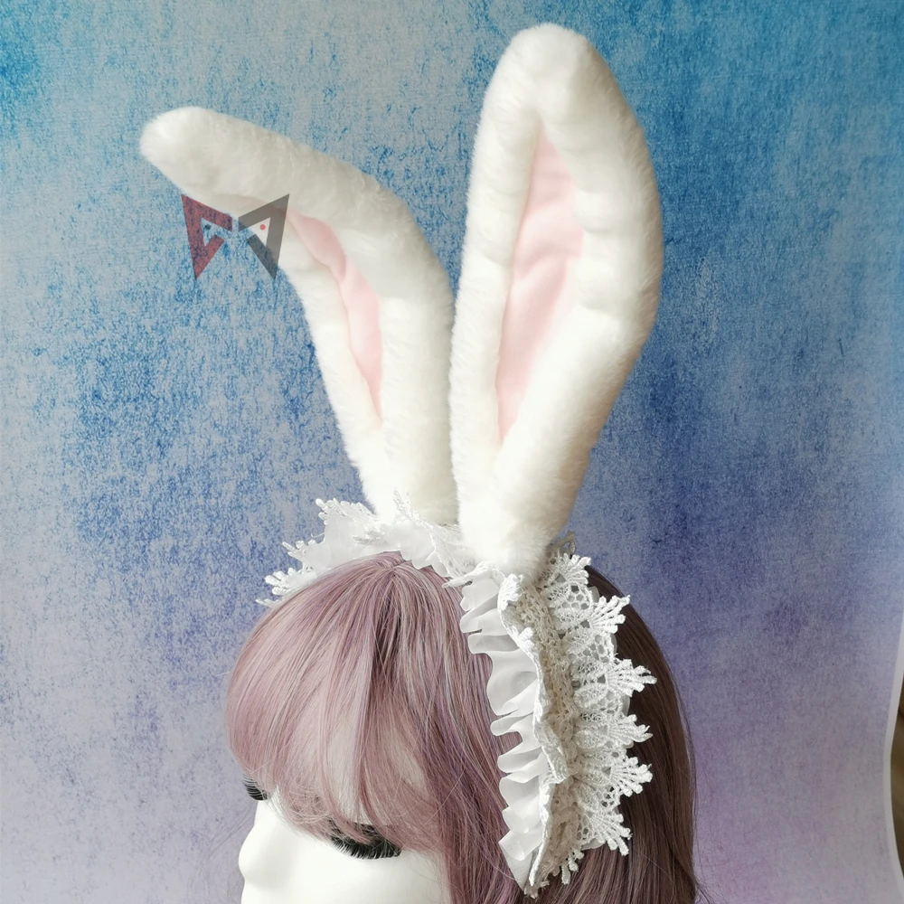 Новые головные уборы с кроличьими ушами обруч для волос розовый белый мех