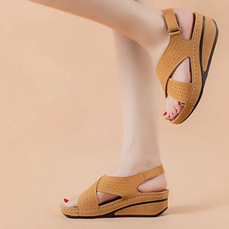 

Женские сандалии на плоской подошве, дышащие, мягкие, в римском стиле, с нескользящей подошвой, повседневные, большого размера, для лета, 2021