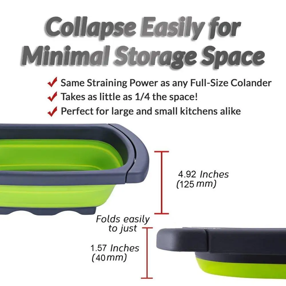 Дуршлаг ERMAKOVA складной Силиконовый Фильтр с выдвижной ручкой для овощей фруктов