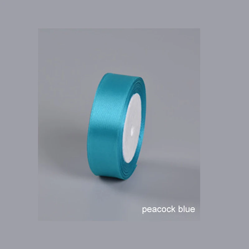 peacock blue 25 ярдов 25 мм ширина Свадебная вечеринка Декор атласная лента Рождество год упаковка материал вечерние украшения для дома подарочная упаковка - Цвет: peacock blue