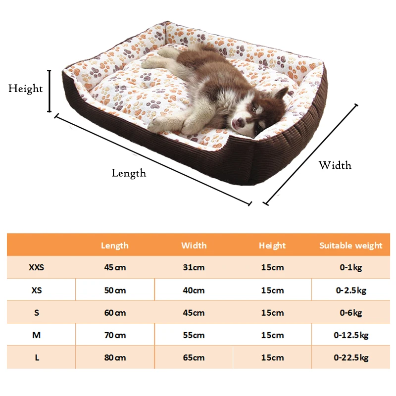 Теплая Флисовая спальная кровать для больших собак с принтом лап