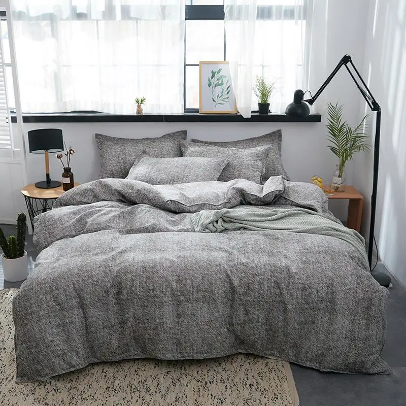 

Комплект постельного белья серого цвета из 3/4 предметов, хлопок с алоэ, пододеяльник, простыня, одеяло, Комплект постельного белья с наволоч...