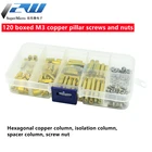 120 коробок винтов и гаек M3 из нержавеющей стали, латунная шестиугольная медная колонка, разделительная колонка, комбинация разделителей