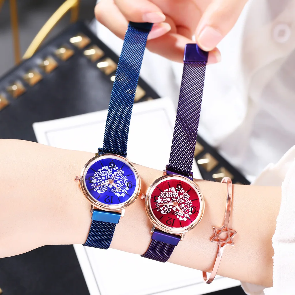 2020 Creative Heart Ladies Quartz Watches Womens Rose Casual Milan Strap Wrist Watch Luxury Brand Stainless Steel Magnetic Clock | Наручные
