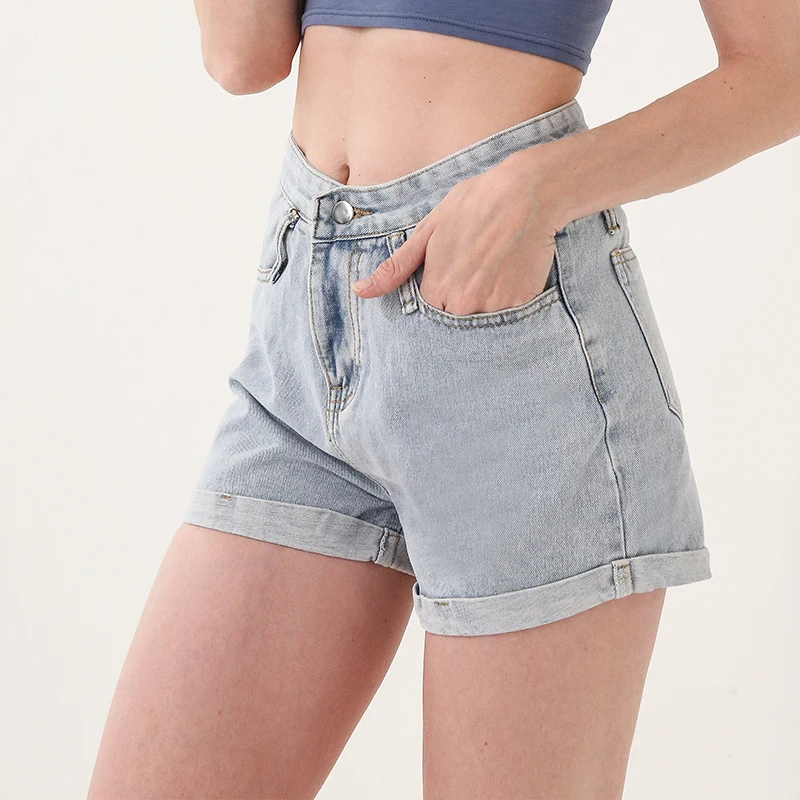 

2021 Korean Summer Women Jeans Shorts High Waist Loose Harajuku Zipper Lady Short Plus Size