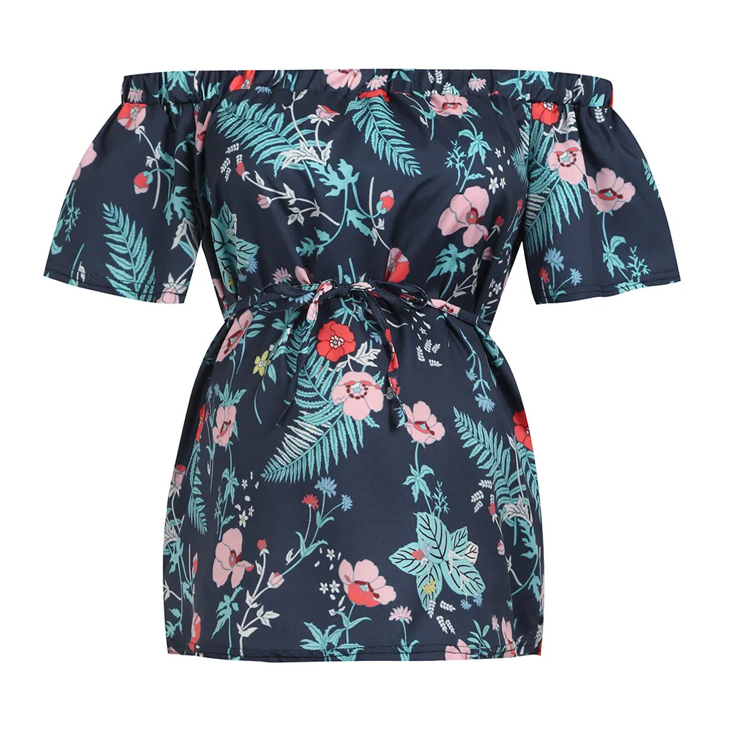 

Women's Floral Maternity Maternity Tees Short Sleeve Tees Breastfeeding Off Shoulder T-shirt Maternity Pregnant Tees