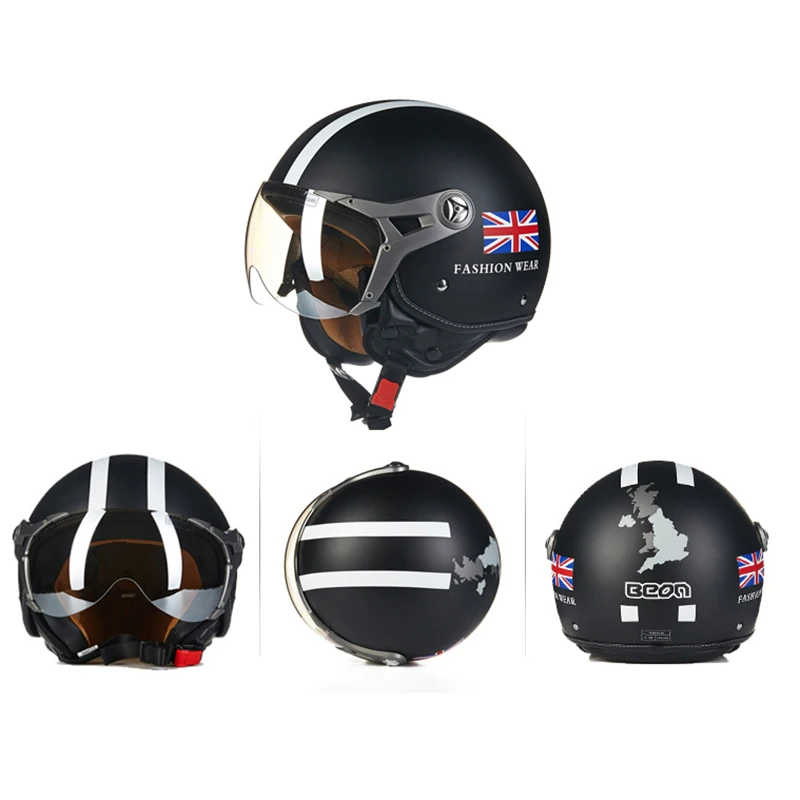 Мотоциклетный шлем BEON Chopper 3/4 винтажный с открытым лицом мотоциклетный для мужчин