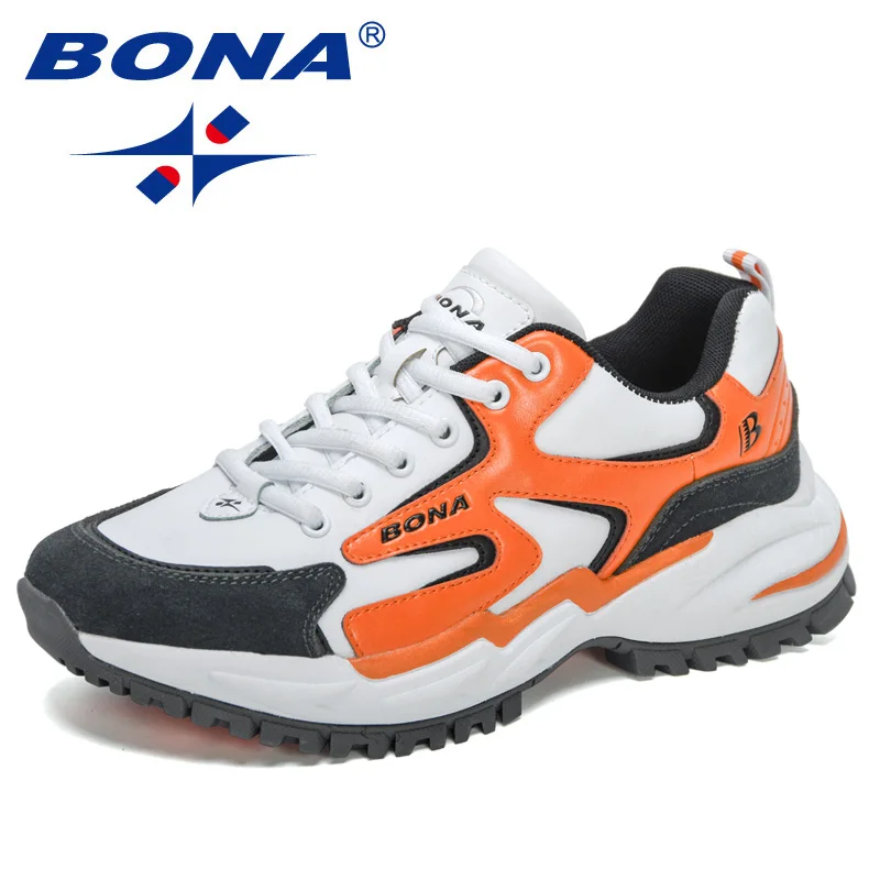 BONA 2021 New Designers Popular Sneakers Men Casual Shoes Light Classic Action Leather Running Shoes Man Athletic Footwear Male
