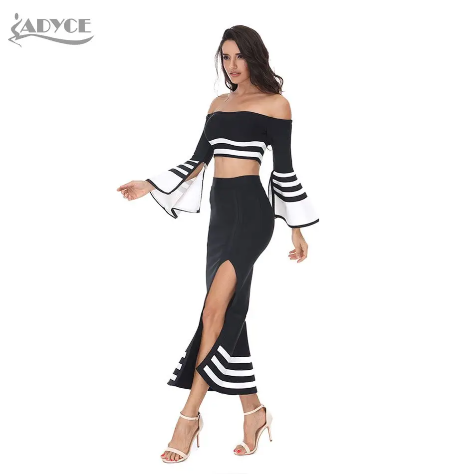 Adyce 2021 Новый женский подиумный комплект из двух предметов Бандажное платье белое